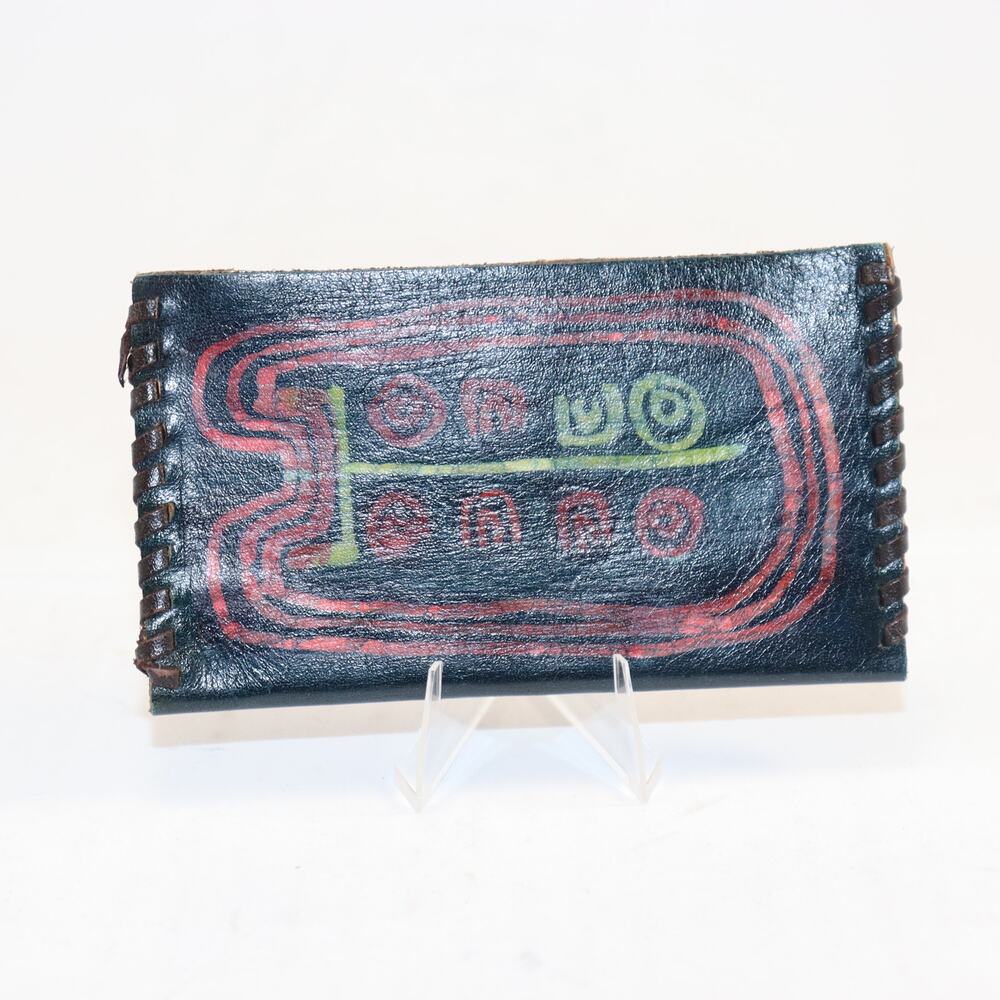 Handmade Leather Card Wallet‎ | Abstract Painted Design | Boho Artisan Style
